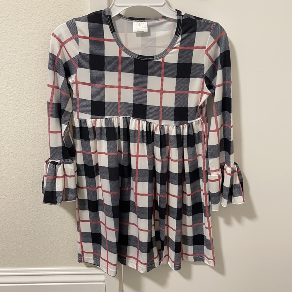Little Girl Toddler Long Sleeve Ruffle Plaid Party Casual Daily Wear Girl Dress